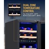 image:imageNewAir 15 Dual Zone Wine Fridge for 29 Bottles  BuiltIn or Freestanding Wine Cooler Refrigerator with Glass Door  Precision Cooling amp Wood Shelves for Red and White Wines  Black Stainless SteelBlack Stainless Steel