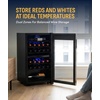 image:imageNewAir 15 Dual Zone Wine Fridge for 29 Bottles  BuiltIn or Freestanding Wine Cooler Refrigerator with Glass Door  Precision Cooling amp Wood Shelves for Red and White Wines  Black Stainless SteelStainless Steel