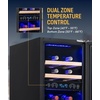 image:imageNewAir 15 Dual Zone Wine Fridge for 29 Bottles  BuiltIn or Freestanding Wine Cooler Refrigerator with Glass Door  Precision Temperature Control amp Beechwood Shelving  Stainless Steel