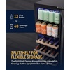 image:imageNewAir 15 Wine and Beverage Refrigerator 9 Bottle and 48 Can Capacity Beverage Cooler in Stainless Steel Builtin or Freestanding Dual Zone Drink Fridge with TriplePane Glass Door9 Bottle  48 Can