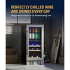 image:imageNewAir 24 Dual Zone Beverage Refrigerator amp Wine Cooler for 18 Bottles amp 60 Cans  Freestanding or BuiltIn Under Counter Mini Fridge for Beer Wine and Soda  Stainless Steel9 Bottle  48 Can