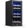 image:imageNewAir 15 Dual Zone Wine Fridge for 29 Bottles  BuiltIn or Freestanding Wine Cooler Refrigerator with Glass Door  Precision Cooling amp Wood Shelves for Red and White Wines  Black Stainless SteelBlack Stainless Steel