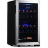 image:imageNewAir 15 Dual Zone Wine Fridge for 29 Bottles  BuiltIn or Freestanding Wine Cooler Refrigerator with Glass Door  Precision Cooling amp Wood Shelves for Red and White Wines  Black Stainless SteelStainless Steel