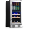 image:imageNewAir 24 Dual Zone Beverage Refrigerator amp Wine Cooler for 18 Bottles amp 60 Cans  Freestanding or BuiltIn Under Counter Mini Fridge for Beer Wine and Soda  Stainless Steel9 Bottle  48 Can