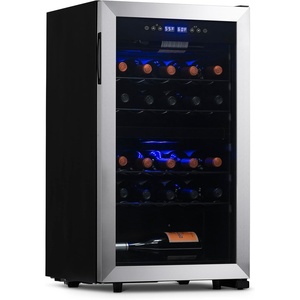 image:imageNewAir 15 Dual Zone Wine Fridge for 29 Bottles  BuiltIn or Freestanding Wine Cooler Refrigerator with Glass Door  Precision Cooling amp Wood Shelves for Red and White Wines  Black Stainless SteelStainless Steel