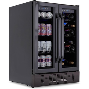 image:imageNewAir 15 Wine and Beverage Refrigerator 9 Bottle and 48 Can Capacity Beverage Cooler in Stainless Steel Builtin or Freestanding Dual Zone Drink Fridge with TriplePane Glass Door18 Bottle  58 Can