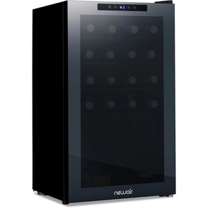 image:imageNewAir 20 Dual Zone Wine Fridge for 33 Bottles  Freestanding Wine Cooler Refrigerator with Glass Door  Mirrored Shadow Door amp Quiet Compressor Cooling  Black