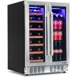 image:imageNewAir 24 Dual Zone Beverage Refrigerator amp Wine Cooler for 18 Bottles amp 60 Cans  Freestanding or BuiltIn Under Counter Mini Fridge for Beer Wine and Soda  Stainless Steel20 Bottle  78 Can