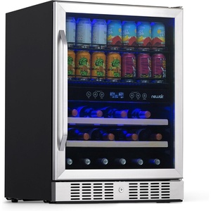 image:imageNewAir 24 Dual Zone Beverage Refrigerator amp Wine Cooler for 20 Bottles amp 70 Cans  Freestanding or BuiltIn Under Counter Mini Fridge for Beer Wine and Soda  Stainless Steel20 Bottles  70 Cans