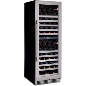 image:imageNewAir 24 Dual Zone Wine Fridge for 98 Bottles  BuiltIn or Freestanding Wine Cooler Refrigerator with Glass Door  UltraQuiet Inverter Compressor amp Adjustable Racks  Stainless SteelESTATE Stainless Steel