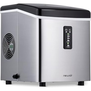 image:imageNewAir 28 lb Countertop Ice Maker  Portable Bullet Ice Machine  Fresh Ice in 10 Minutes 3 Ice Sizes  Compact Stainless Steel with Scoop amp Basket