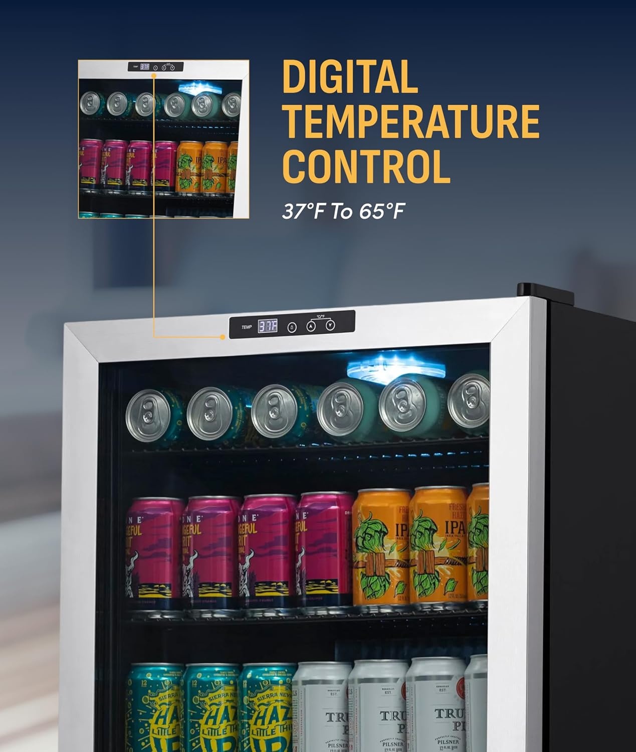 image:imageNewAir 224 Can Beverage Refrigerator  24 BuiltIn or Freestanding Mini Fridge for Bedroom Home Bar or Living Room  ColorChanging LED amp Adjustable Shelves  Stainless Steel160 cans