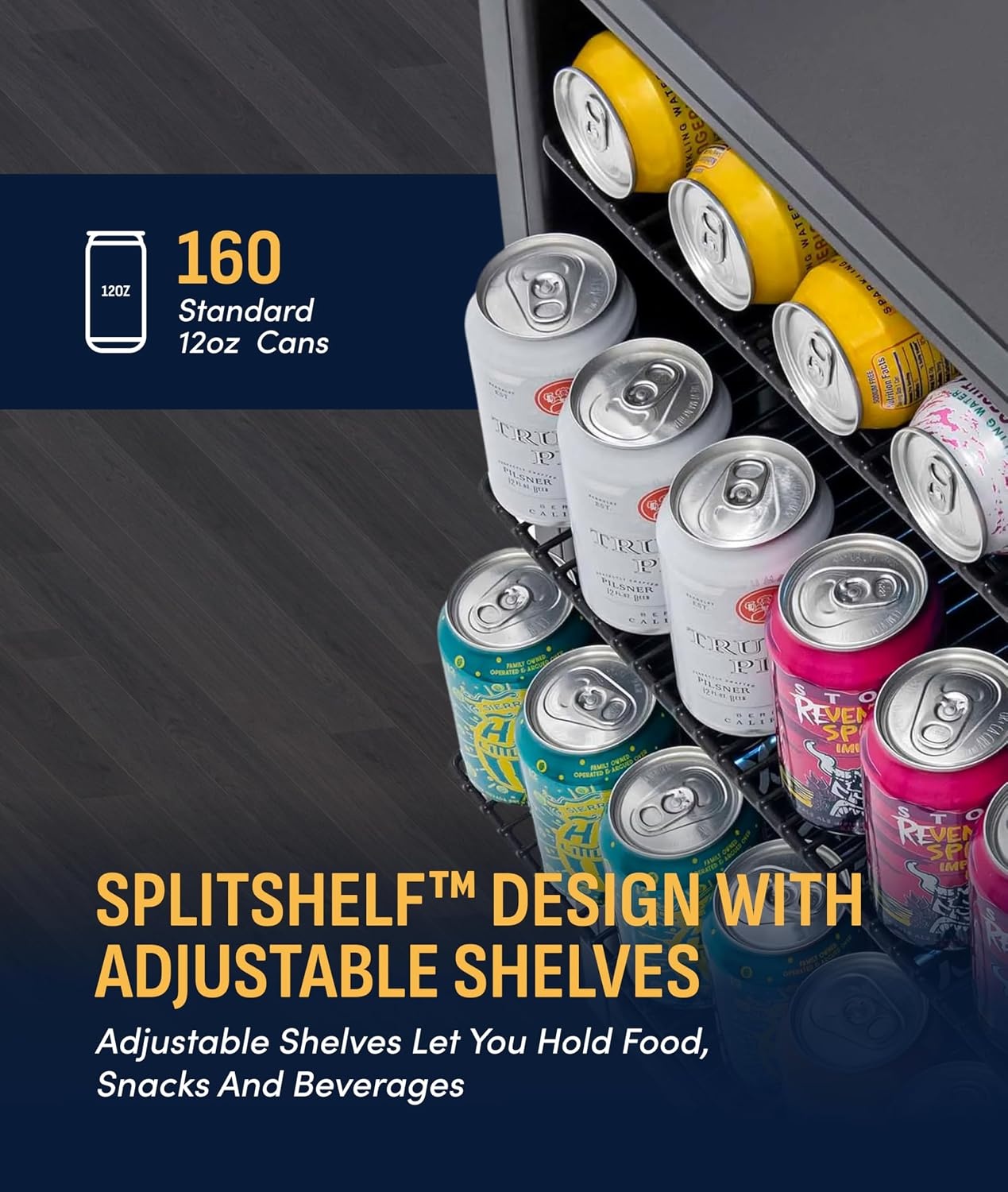 image:imageNewAir 224 Can Beverage Refrigerator  24 BuiltIn or Freestanding Mini Fridge for Bedroom Home Bar or Living Room  ColorChanging LED amp Adjustable Shelves  Stainless Steel160 cans