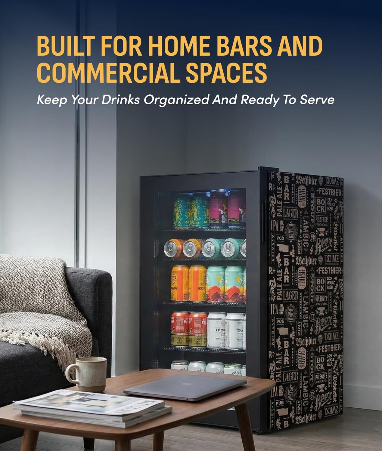 image:imageNewAir 224 Can Beverage Refrigerator  24 BuiltIn or Freestanding Mini Fridge for Bedroom Home Bar or Living Room  ColorChanging LED amp Adjustable Shelves  Stainless Steel126 cans