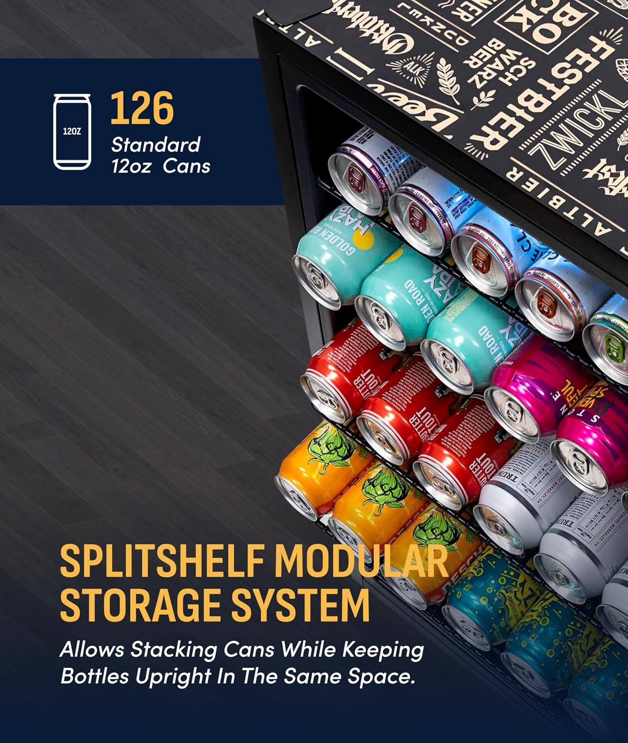 image:imageNewAir 224 Can Beverage Refrigerator  24 BuiltIn or Freestanding Mini Fridge for Bedroom Home Bar or Living Room  ColorChanging LED amp Adjustable Shelves  Stainless Steel126 cans