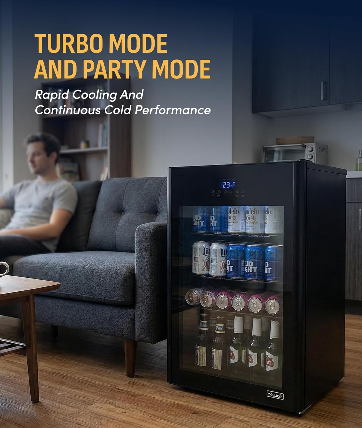 image:imageNewAir 224 Can Beverage Refrigerator  24 BuiltIn or Freestanding Mini Fridge for Bedroom Home Bar or Living Room  ColorChanging LED amp Adjustable Shelves  Stainless Steel125 cans