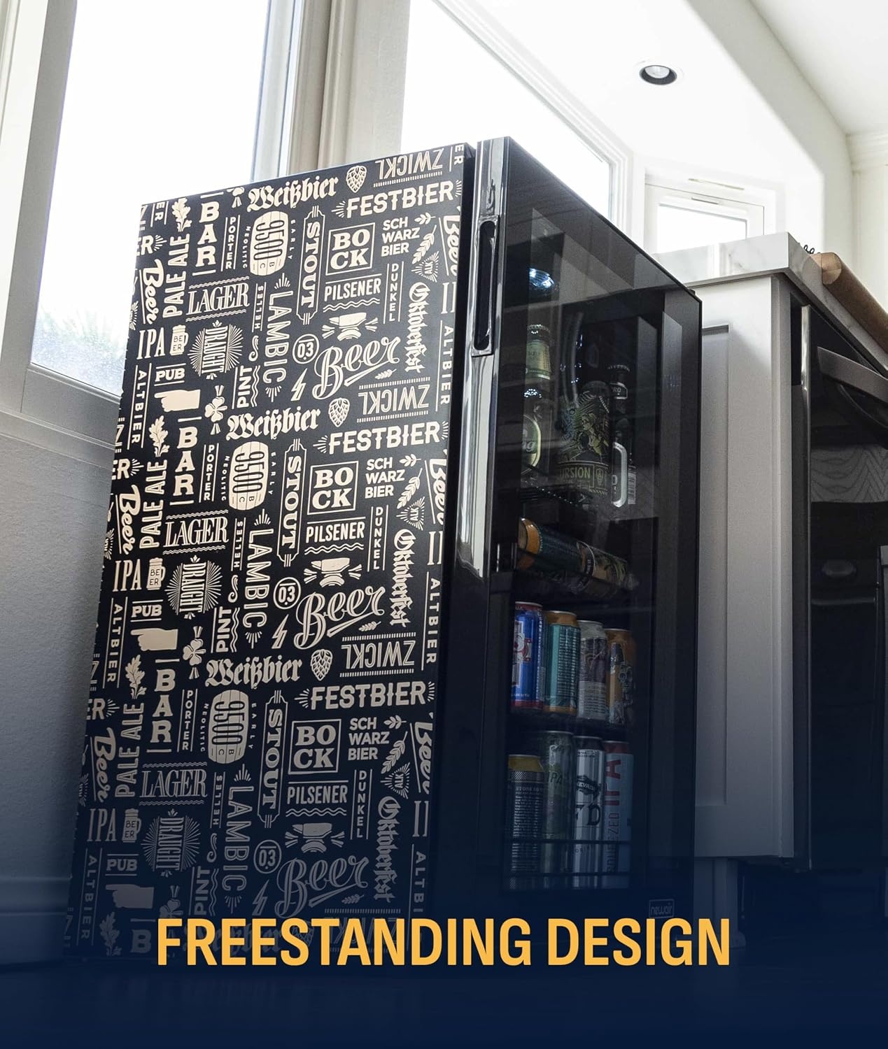 image:imageNewAir 224 Can Beverage Refrigerator  24 BuiltIn or Freestanding Mini Fridge for Bedroom Home Bar or Living Room  ColorChanging LED amp Adjustable Shelves  Stainless Steel126 cans