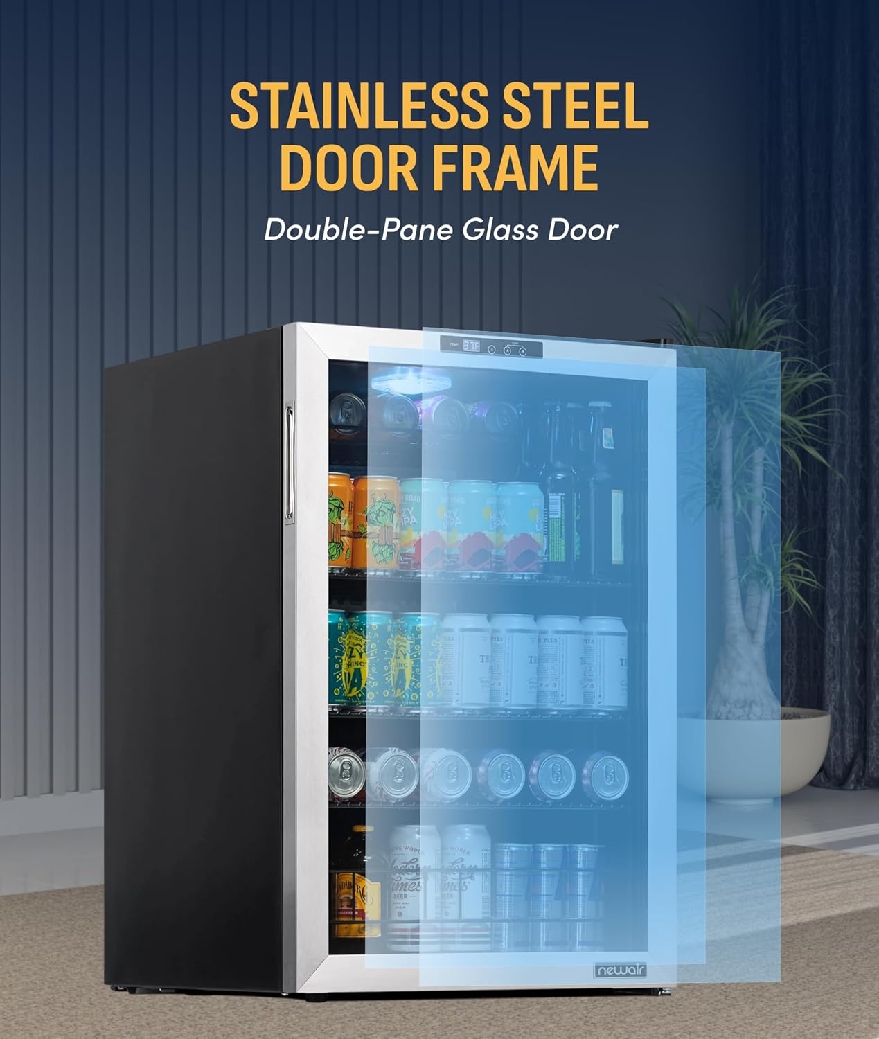 image:imageNewAir 224 Can Beverage Refrigerator  24 BuiltIn or Freestanding Mini Fridge for Bedroom Home Bar or Living Room  ColorChanging LED amp Adjustable Shelves  Stainless Steel160 cans