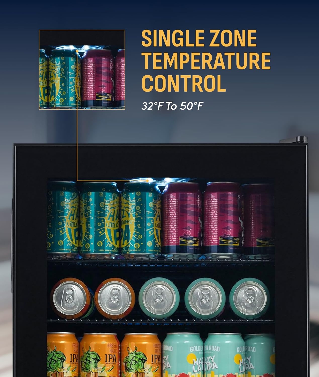 image:imageNewAir 224 Can Beverage Refrigerator  24 BuiltIn or Freestanding Mini Fridge for Bedroom Home Bar or Living Room  ColorChanging LED amp Adjustable Shelves  Stainless Steel126 cans