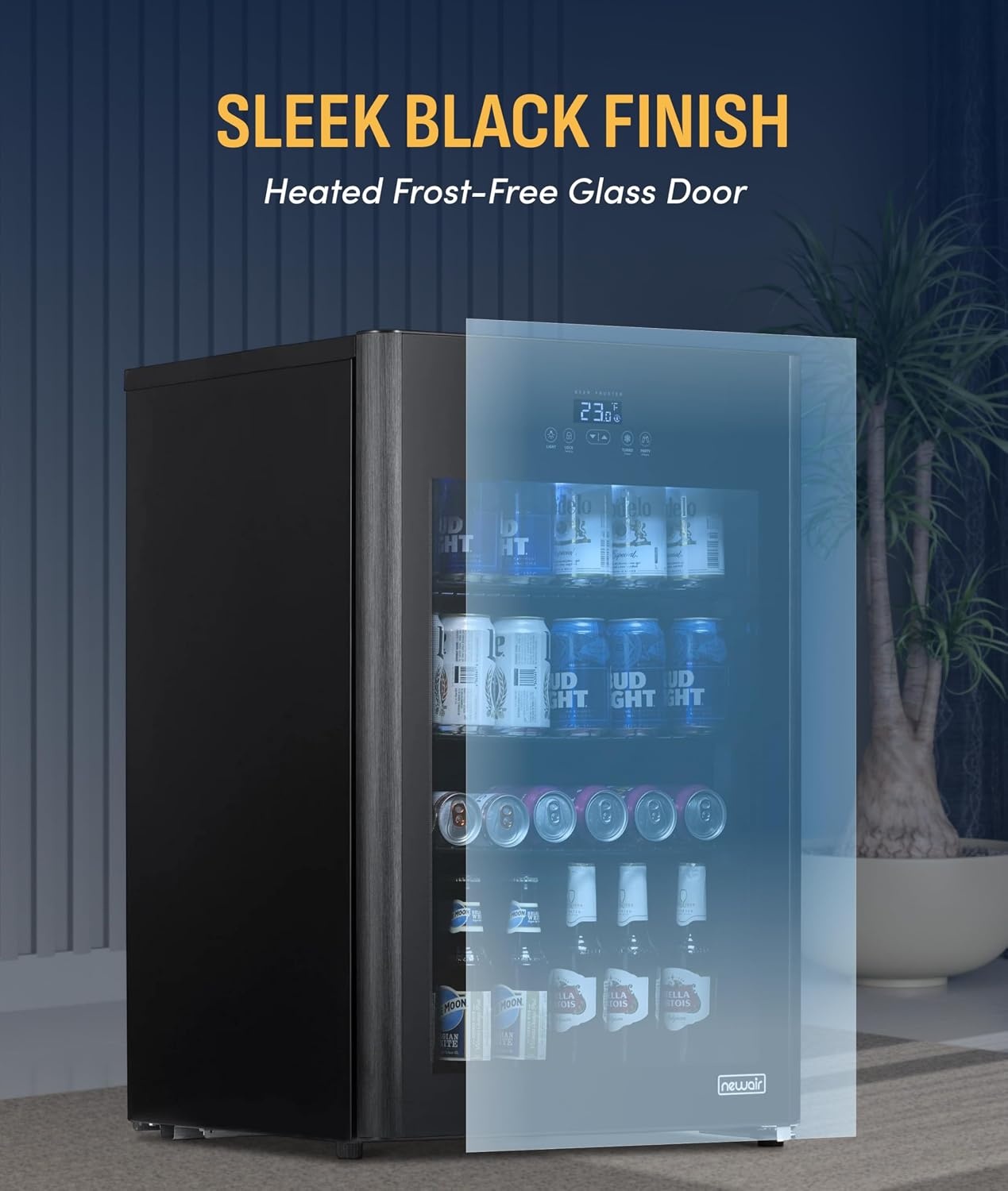 image:imageNewAir 224 Can Beverage Refrigerator  24 BuiltIn or Freestanding Mini Fridge for Bedroom Home Bar or Living Room  ColorChanging LED amp Adjustable Shelves  Stainless Steel125 cans