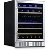image:imageNewAir 15 Dual Zone Wine Fridge for 29 Bottles  BuiltIn or Freestanding Wine Cooler Refrigerator with Glass Door  Precision Cooling amp Wood Shelves for Red and White Wines  Stainless SteelStainless Steel